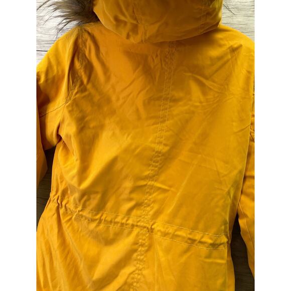 Abercrombie & Fitch Coat Womens XS Yellow Full Zip Sherpa Lined Faux Fur Parka - Picture 16 of 16